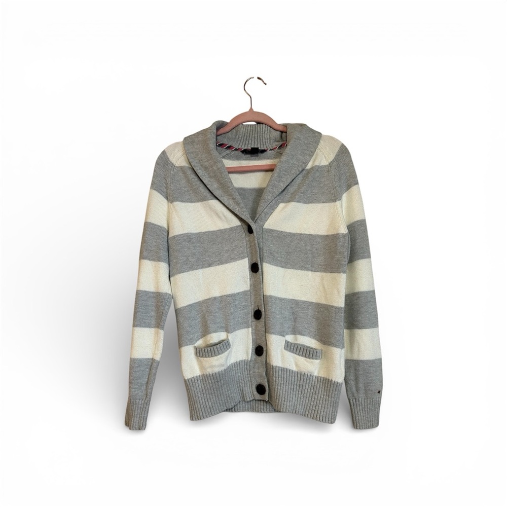 Tommy Hilfiger Striped Cowl Neck Cardigan Clean Girl